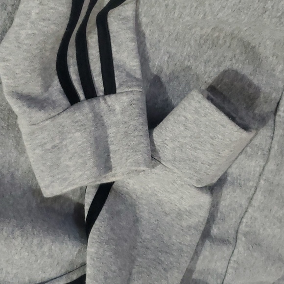 Adidas Hoodie Gray Black Three Stripe Large - Picture 7 of 10